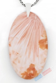 Velký přívěsek ze skolecitu QAA, ovál cca 55 x 32 mm, stříbro Ag 925/1000, "otisk andělských křídel", RARITA (SC7356P)