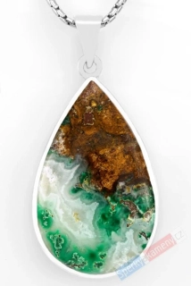 Unisex stříbrný přívěsek (Ag 925/1000) s Gem Silica QA, kapka cca 39 x 25 mm, nádherné probarvení, RARITA (GS2057P)