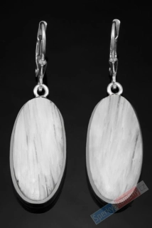 Stříbrné náušnice (Ag 925/1000) s bílým skolecitem QA, ovály cca 27 x 13 mm "andělská křídla", RARITA (SC7268U)