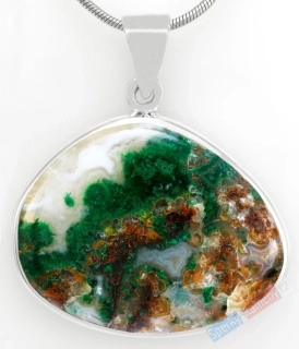 Stříbrný přívěsek (Ag 925/1000) s Gem Silica QA, široká kapka cca 27 x 33 mm, RARITA (GS2427P)