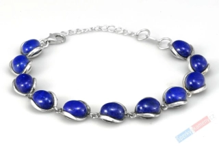 Originální stříbrný náramek (Ag 925/1000) s lapisem lazuli QA, jedenáct kamenů o velikosti cca 10 x 9 mm, " letní noční obloha" (LL1669NS)