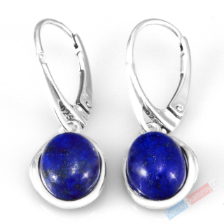 Stříbrné náušnice (Ag 925/1000) s lapisem lazuli QA, oválky cca 12 x 10 mm (LL4071U)