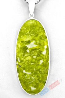 Extra velký stříbrný přívěsek (Ag 925/1000) s lizarditem QA, ovál cca 68 x 32 mm, RARITA (LZ1215P)